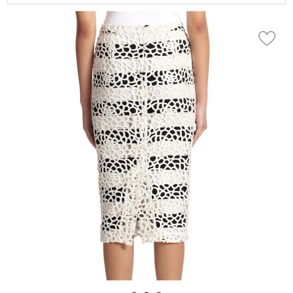 A.L.C.  Della Lace-Overlay Striped Pencil Skirt Size 6 - Picture 2 of 12